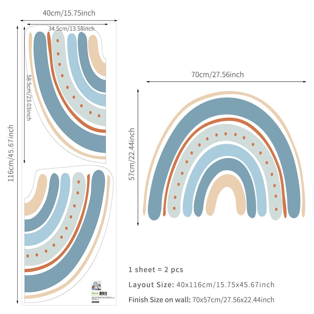 Sticker Kinderzimmer Wandaufkleber Boho Stil Regenbogen I Wand Deko I Wandtattoos I Babyzimmer Wand Deko I Sticker Set