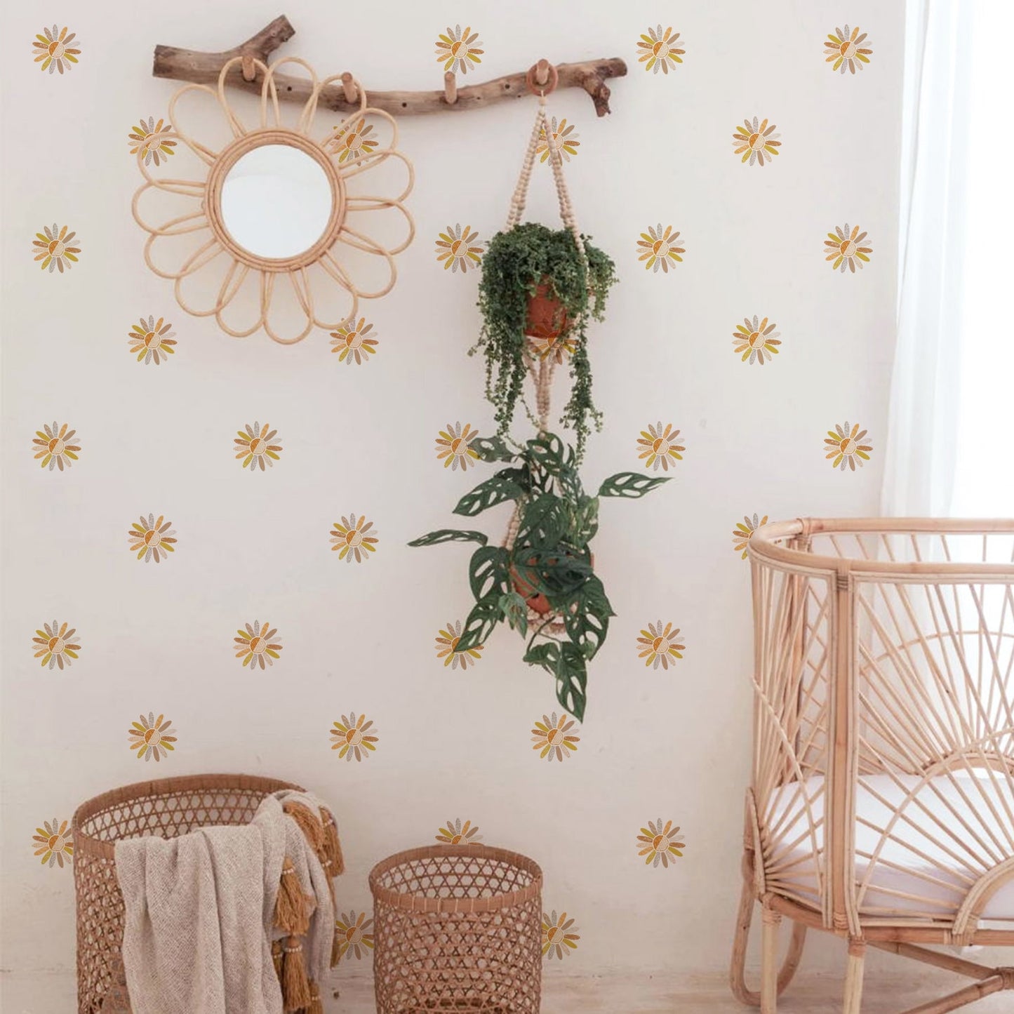 Sticker Kinderzimmer Wandaufkleber Boho Blume I Wand Deko I Wandtattoos I Babyzimmer Wand Deko I Sticker Set