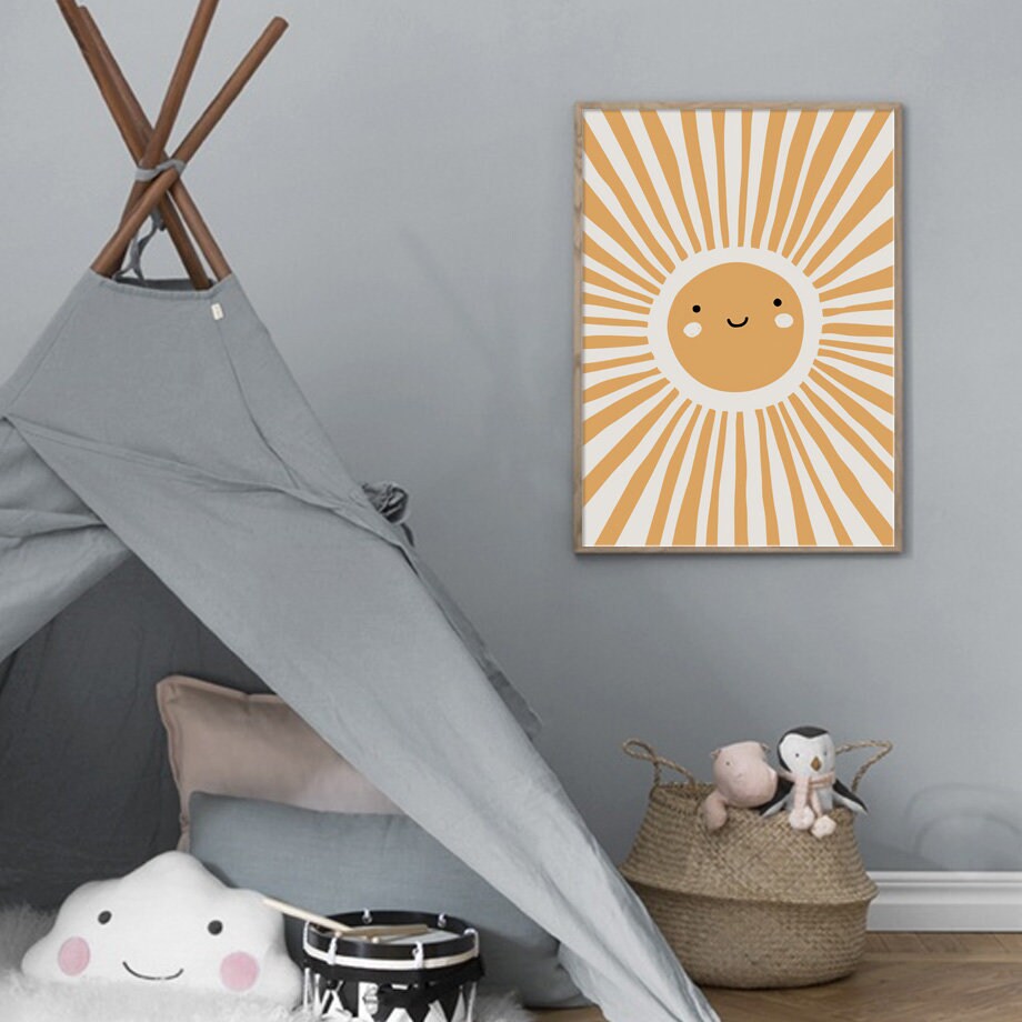 Poster Kinderzimmer Sonne Regenbogen Herzen  I Kinderzimmer Bilder I Wand Deko I Kunst Druck I Deko Print I ohne Rahmen