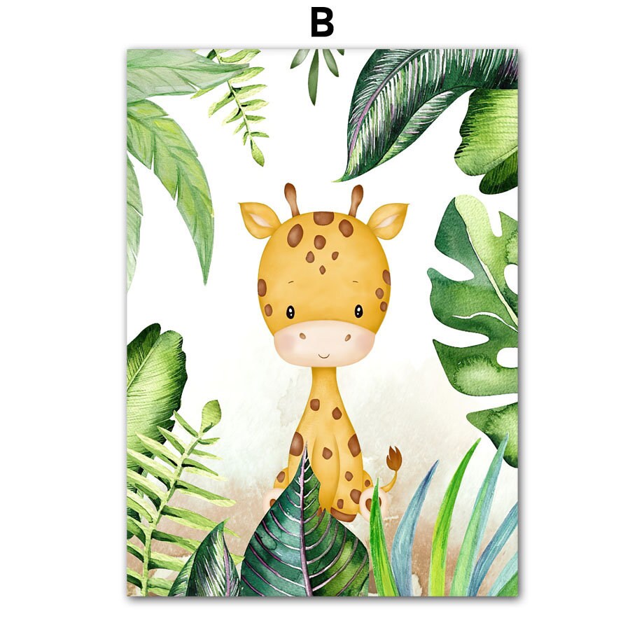 Poster Kinderzimmer Jungle Tiere Bäume I Kinderzimmer Bilder I Wand Deko I Kunst Druck I Deko Print I ohne Rahmen