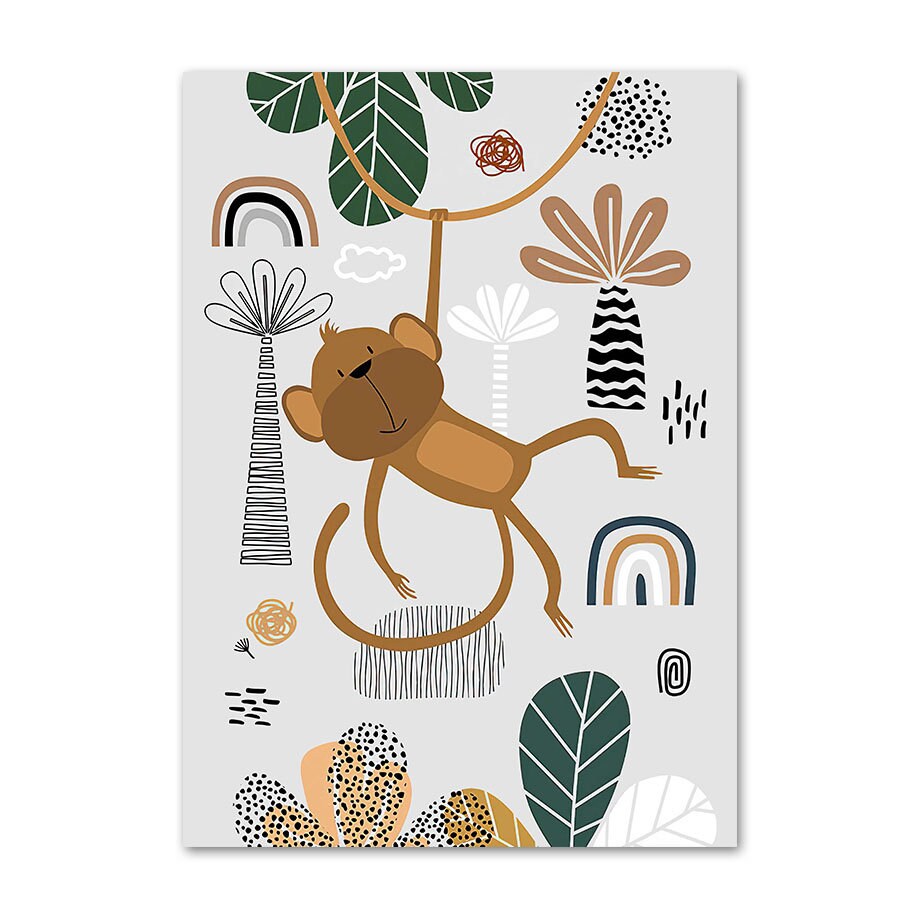 Poster Kinderzimmer Tiere Dschungel Wald I Name Personalisiert I Kinderzimmer Bilder I Wand Deko I Kunst Druck I Deko Print I ohne Rahmen