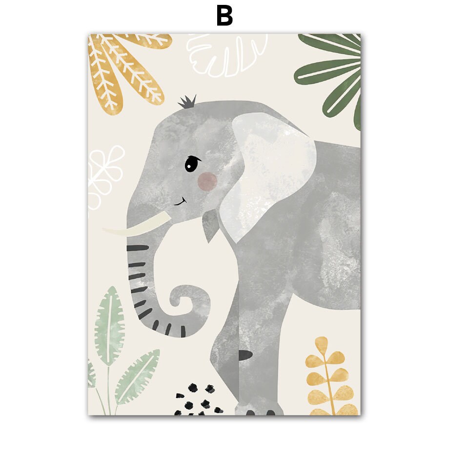 Charmantes Elefantenposter von justgoodmood. Dieses Dschungelmotiv ist perfekt für das Kinderzimmer und sorgt für eine fröhliche Atmosphäre.