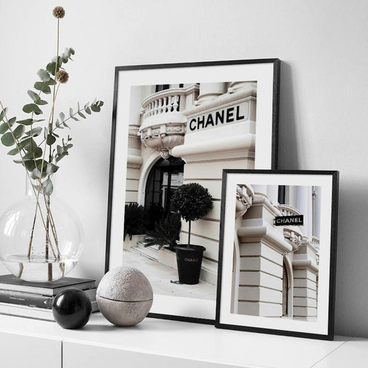 Poster Chanel Schriftzug am Geschäft I Wohnzimmer & Schlafzimmer Bilder I Wand Deko I Kunst Druck I Deko Print I ohne Rahmen