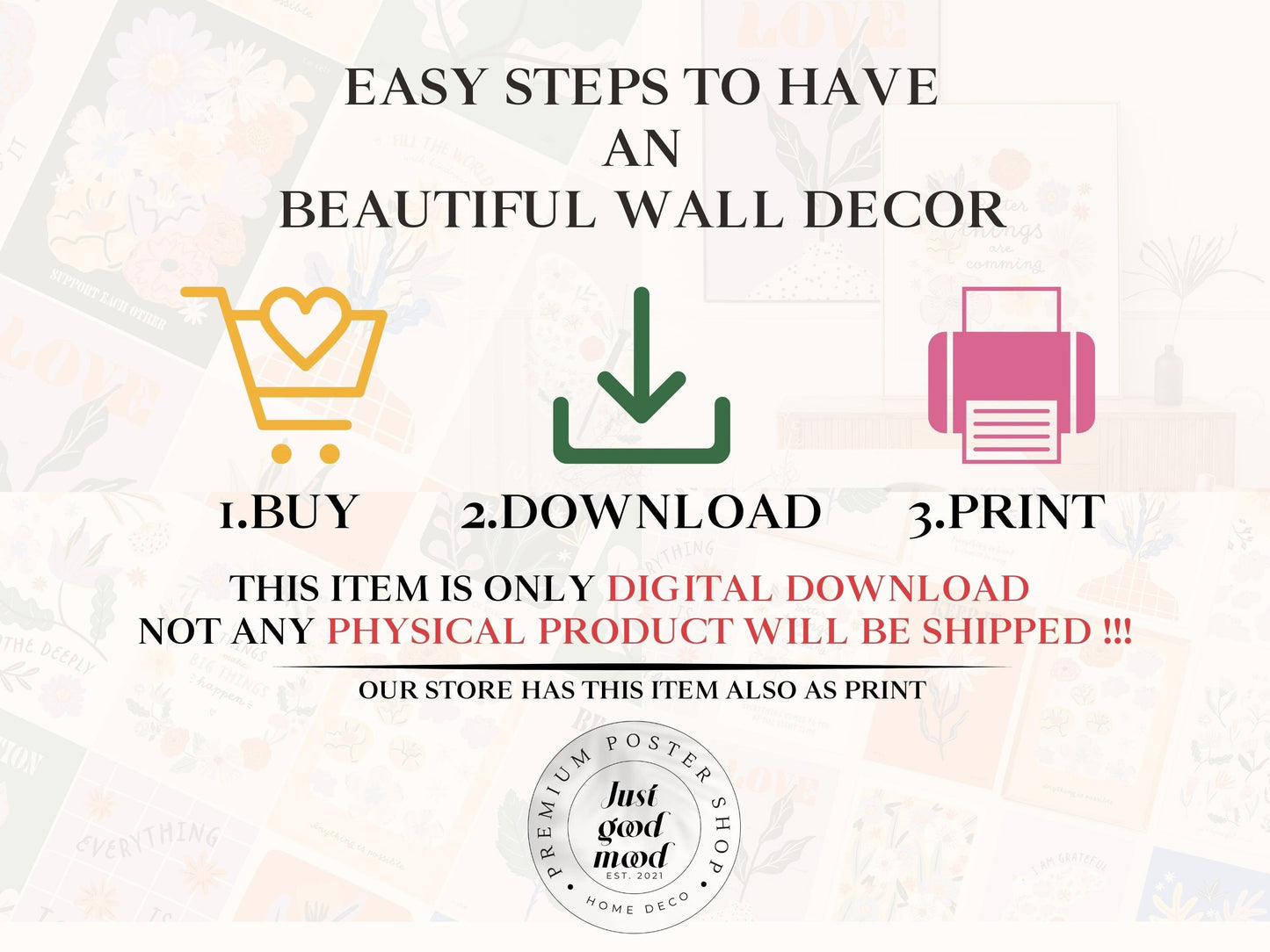Poster Blumen Markt | Poster Set 8 Bilder | Botanische Wand Kunst I Wandbilder Wohnzimmer & Schlafzimmer | Sofort Digitaler Download