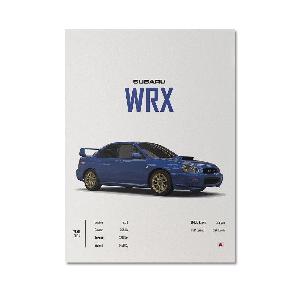 Poster Sportwagen  BMW LOTUS SUBARU Klassiker Legenden I Geschenk für ihn I Wohnzimmmer & Büro I Wand Deko I Print ohne Rahmen