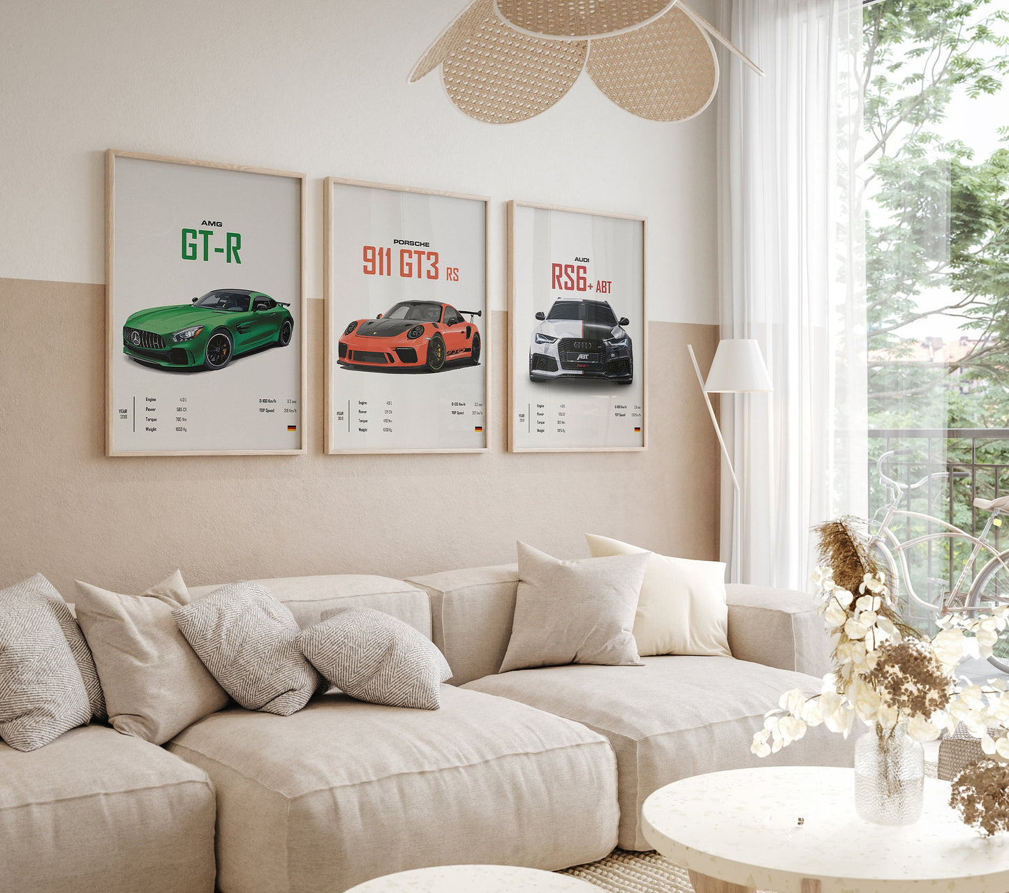 Poster Sportwagen PORSCHE 911 AUDI Rs MERCEDES Amg Gtr  Super Sport Auto I Geschenk für ihn I Wohnzimmmer Büro I Wand Deko PrintIohne Rahmen