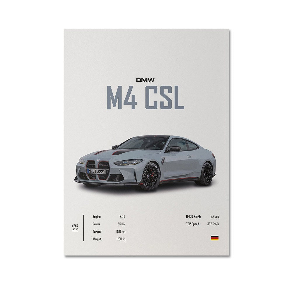 Poster Sportwagen  BMW LOTUS SUBARU Klassiker Legenden I Geschenk für ihn I Wohnzimmmer & Büro I Wand Deko I Print ohne Rahmen