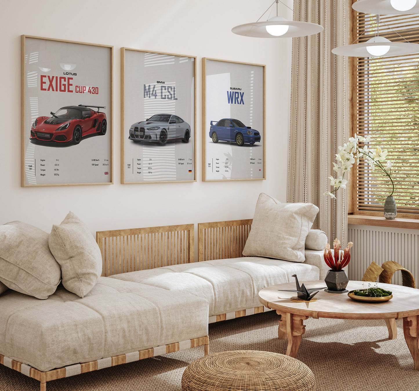 Poster Sportwagen  BMW LOTUS SUBARU Klassiker Legenden I Geschenk für ihn I Wohnzimmmer & Büro I Wand Deko I Print ohne Rahmen