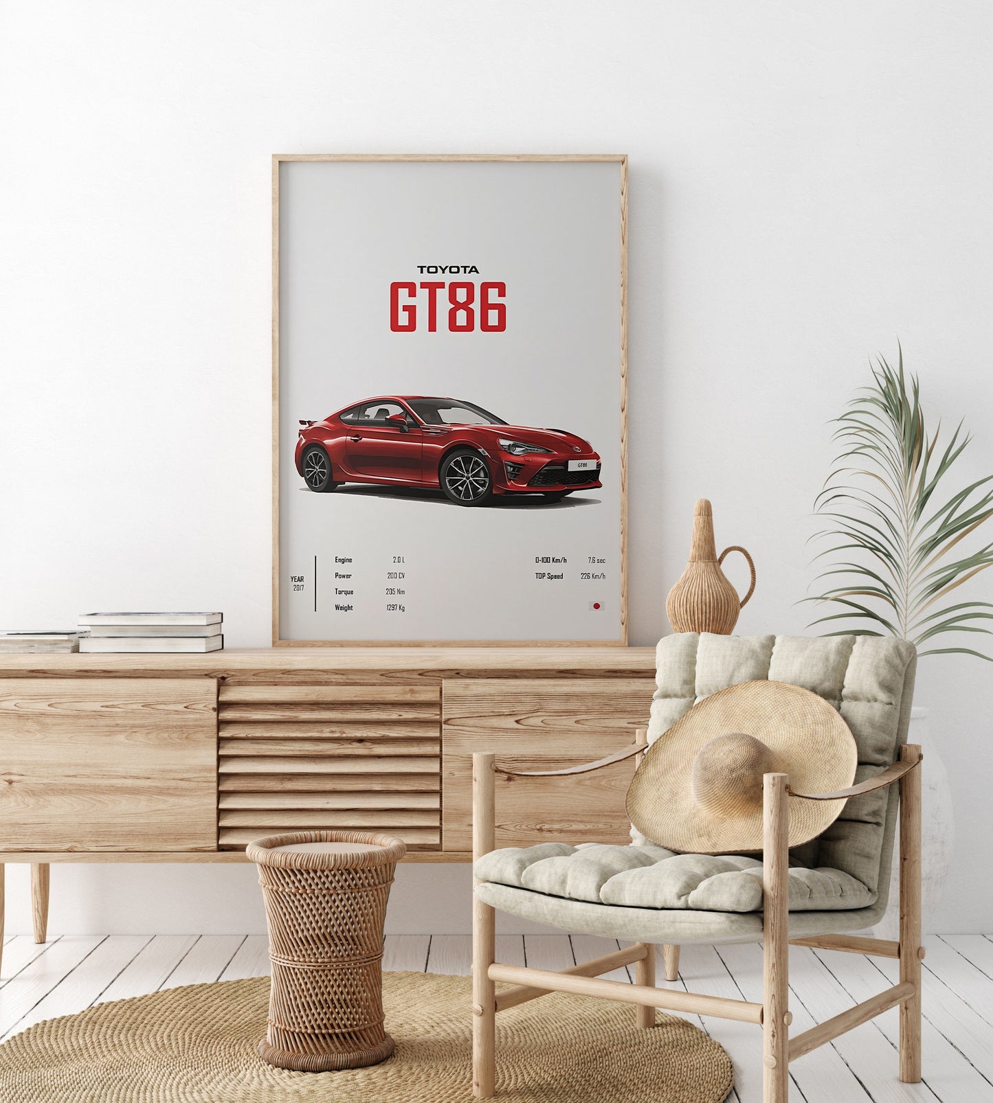 Poster Sportwagen TOYOTA SUPRA GT86  Klassiker Legenden I Geschenk für ihn I Wohnzimmmer & Büro I Wand Deko I Print ohne Rahmen