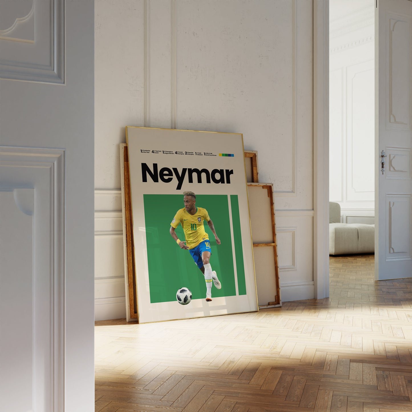 Mbappe Poster Fußball Minimalistisch I Mid Century Modern I Wanddeko I WM Kunst I Frankreich Trikot I Kunstdruck ohne Rahmen