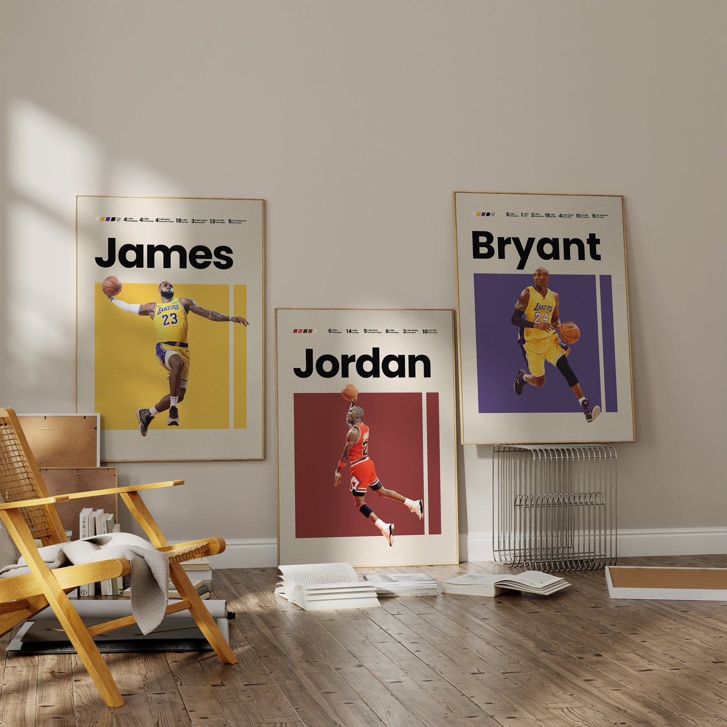 KOBE BRYANT Poster I NBA Goats I Los Angeles Lakers I Mid Century Modern I Wanddeko Schlafzimmer & Wohnzimmer I  I Kunstdruck ohne Rahmen