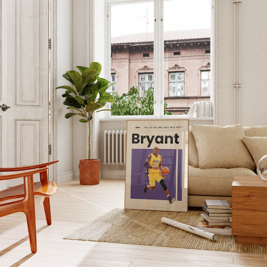 KOBE BRYANT Poster I NBA Goats I Los Angeles Lakers I Mid Century Modern I Wanddeko Schlafzimmer & Wohnzimmer I  I Kunstdruck ohne Rahmen