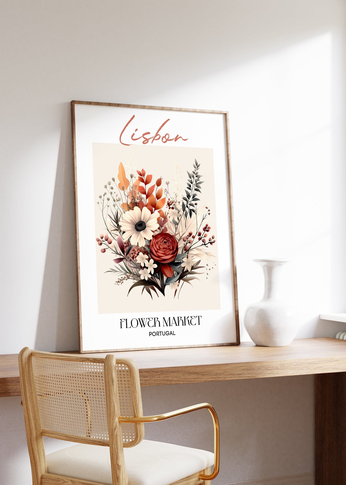 Lisbon Flower Market Portugal Design Poster I Geschenkidee I Wanddeko Wohnzimmer Küche I Skandinavisches Design I Deko Print ohne Rahmen