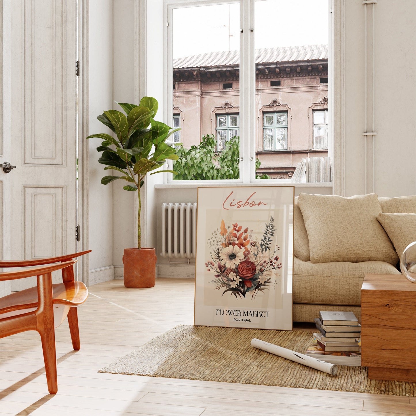 Lisbon Flower Market Portugal Design Poster I Geschenkidee I Wanddeko Wohnzimmer Küche I Skandinavisches Design I Deko Print ohne Rahmen - justgoodmood