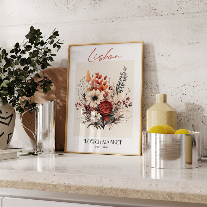 Lisbon Flower Market Poster – Premium Baumwoll-Canvas