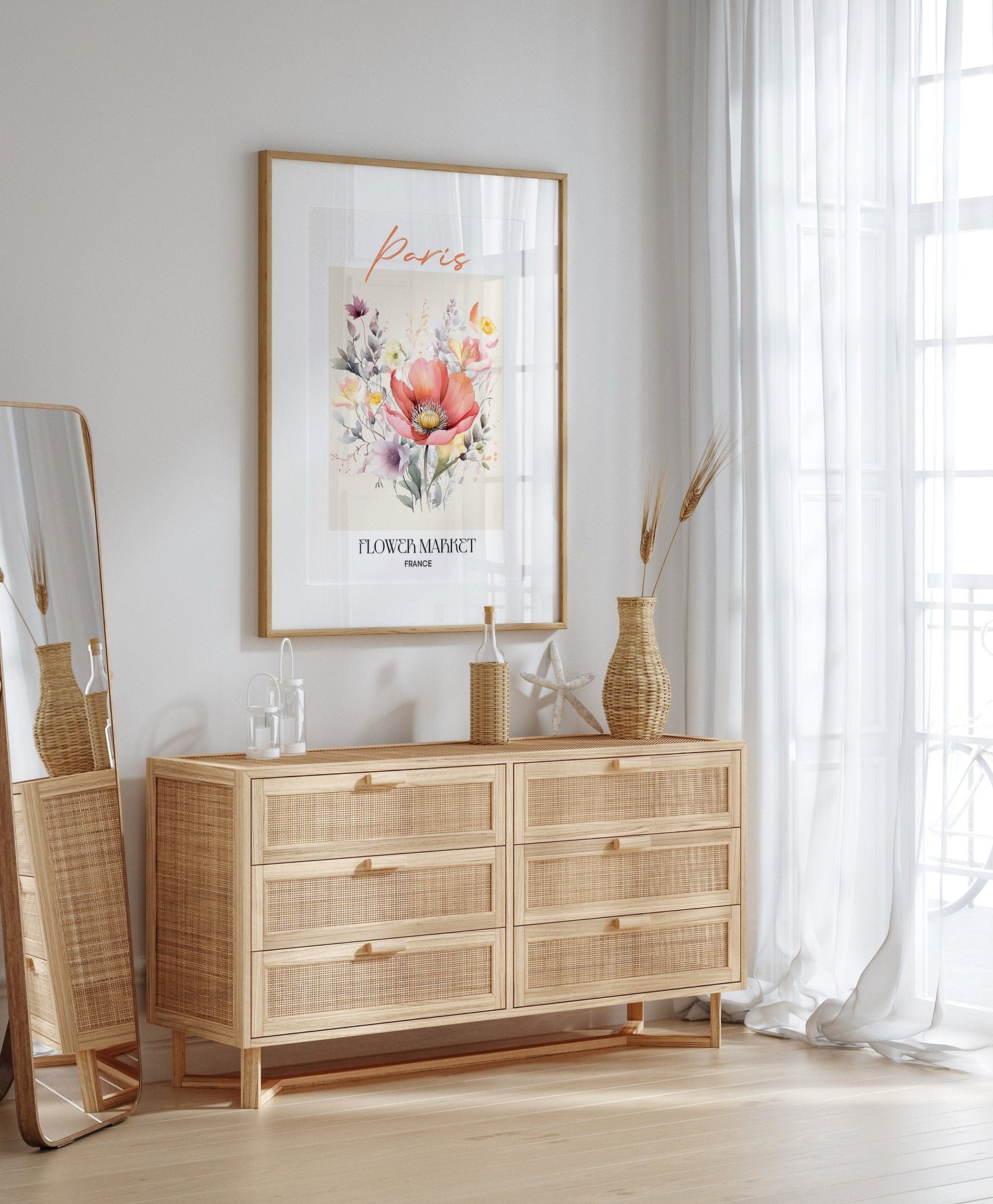 Paris Flower Market France Design Poster I Geschenkidee I Wanddeko Wohnzimmer Küche I Skandinavisches Design I Deko Print ohne Rahmen - justgoodmood