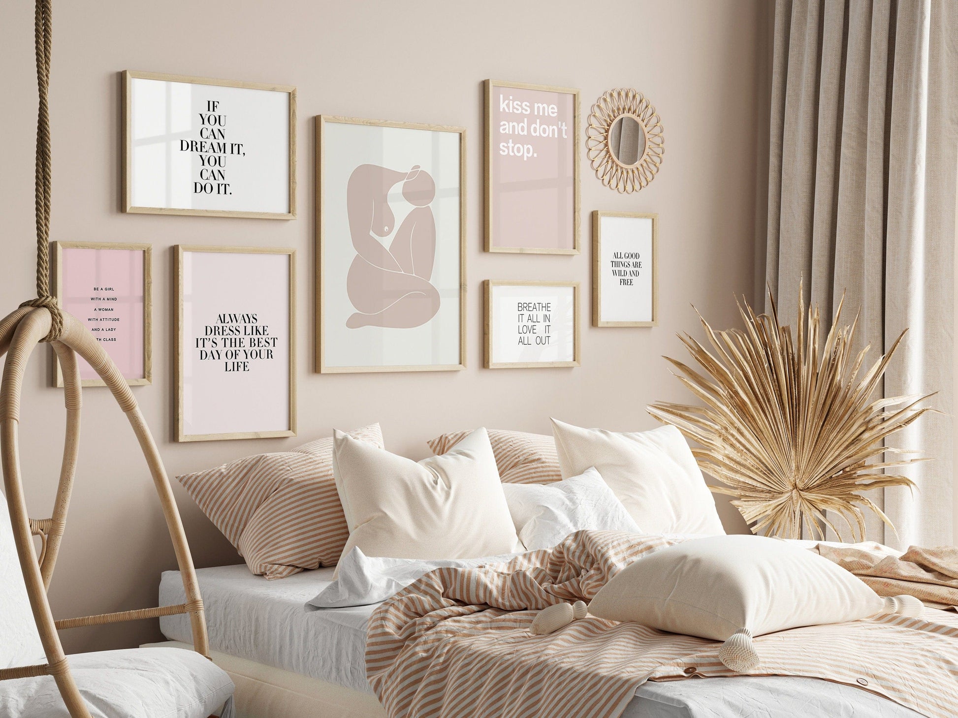 Poster Abstrakt Rosa Schwarz I Inspirierende Sprüche I Wandbilder Wohnzimmer & Schlafzimmer I Deko Print Bilder I ohne Rahmen - justgoodmood