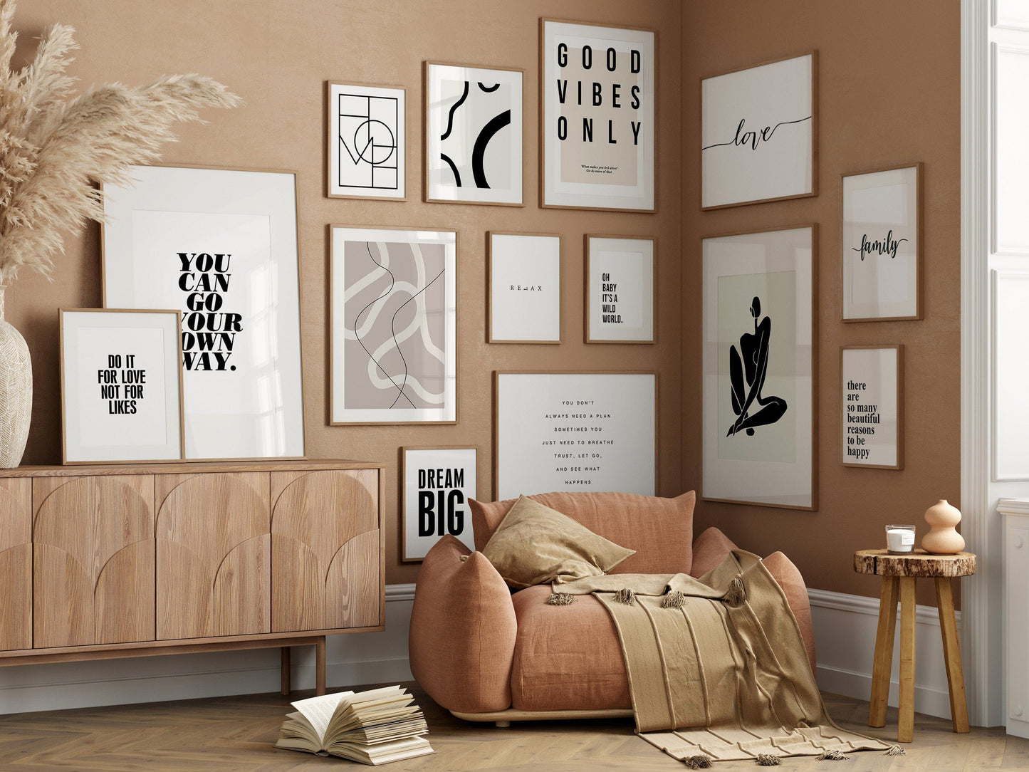 Poster Abstrakt Schwarz Beige I Inspirierende Sprüche I Wandbilder Wohnzimmer & Schlafzimmer I Deko Print Bilder I ohne Rahmen - justgoodmood