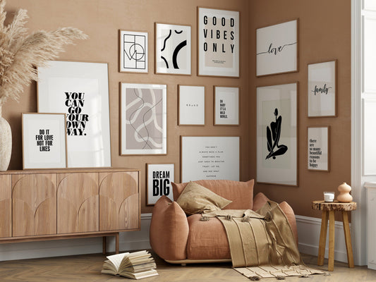 Poster Abstrakt Schwarz Beige I Inspirierende Sprüche I Wandbilder Wohnzimmer & Schlafzimmer I Deko Print Bilder I ohne Rahmen - justgoodmood