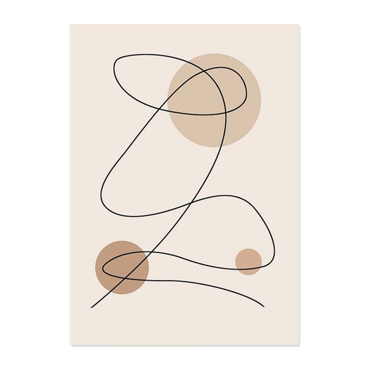 Poster Abstrakte Formen in Beige Braun und Linien Punkt Muster als Deko Print ohne Rahmen - justgoodmood