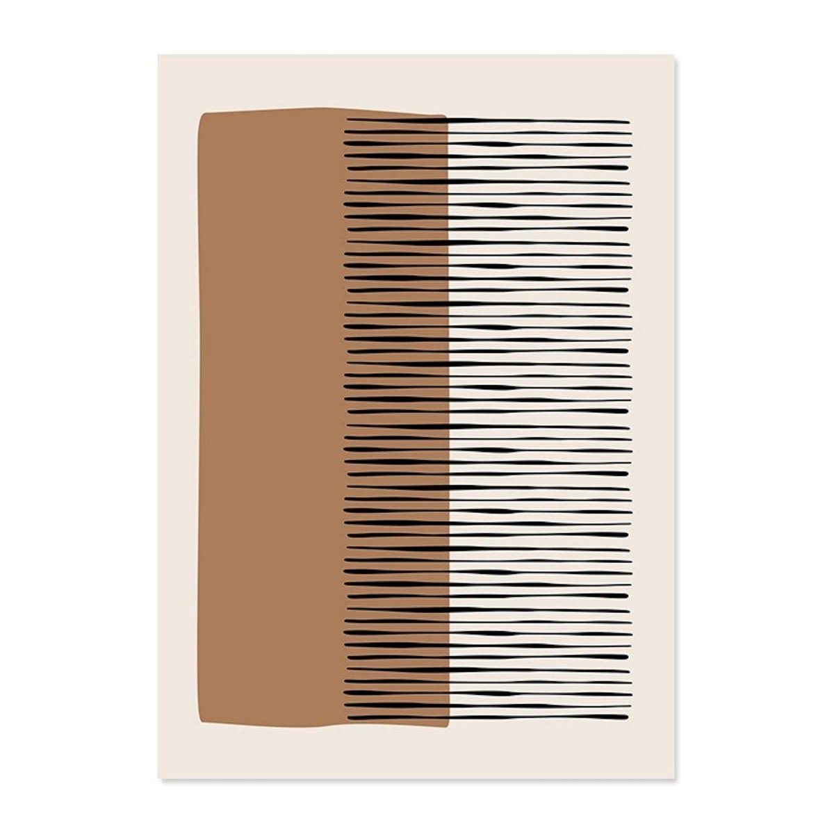 Poster Abstrakte Formen in Beige Braun und Linien Punkt Muster als Deko Print ohne Rahmen - justgoodmood