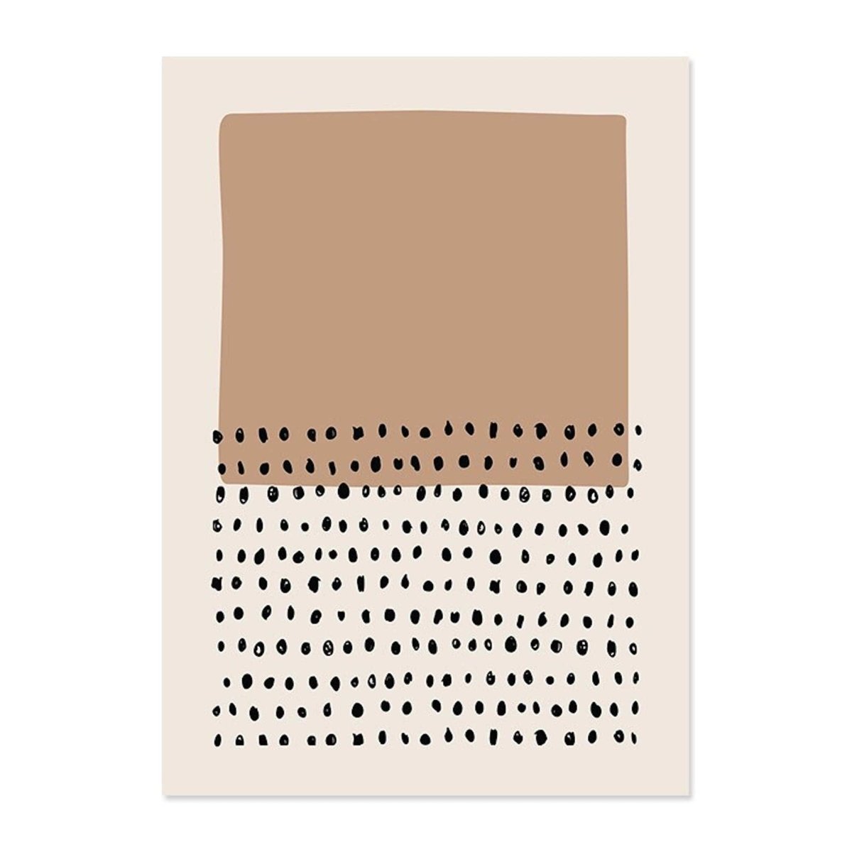Poster Abstrakte Formen in Beige Braun und Linien Punkt Muster als Deko Print ohne Rahmen - justgoodmood