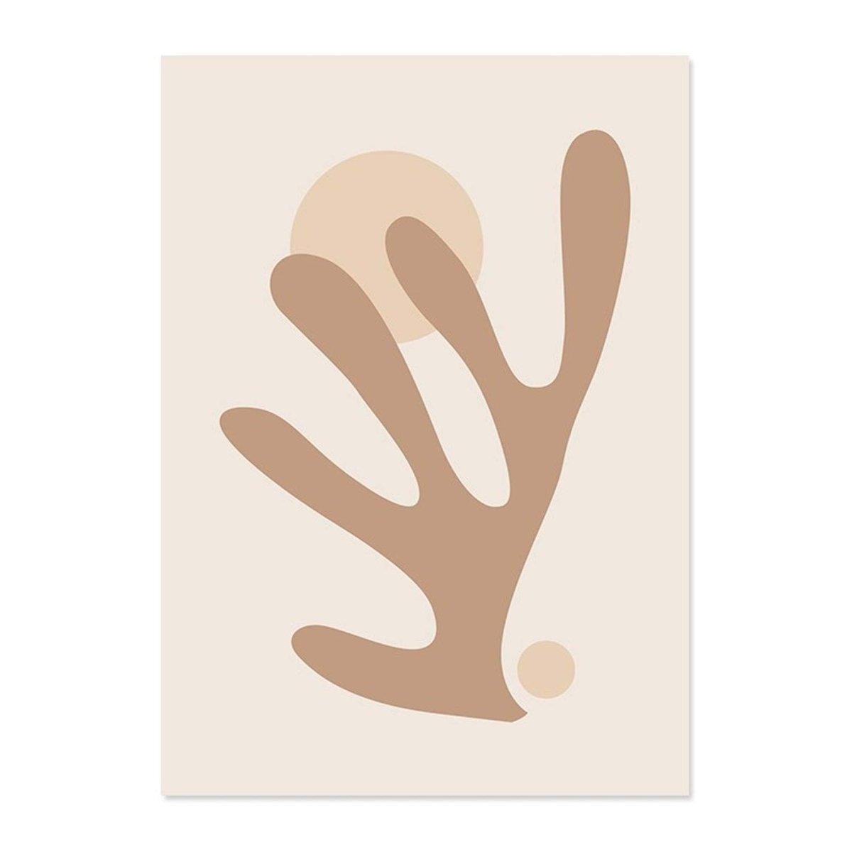 Poster Abstrakte Formen in Beige Braun und Linien Punkt Muster als Deko Print ohne Rahmen - justgoodmood