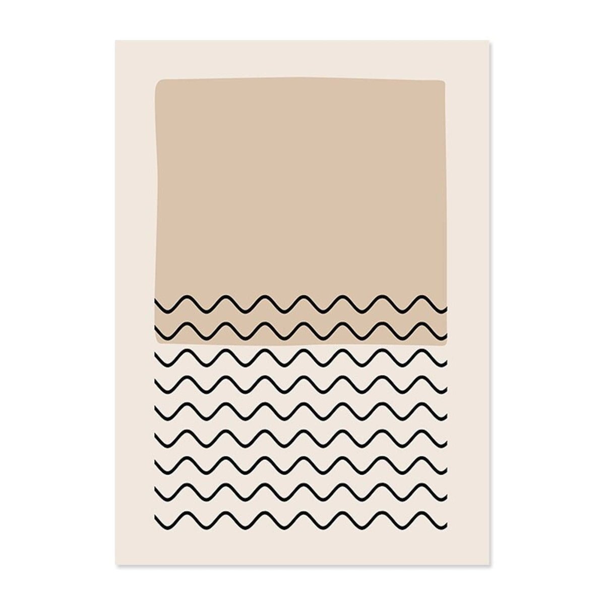 Poster Abstrakte Formen in Beige Braun und Linien Punkt Muster als Deko Print ohne Rahmen - justgoodmood