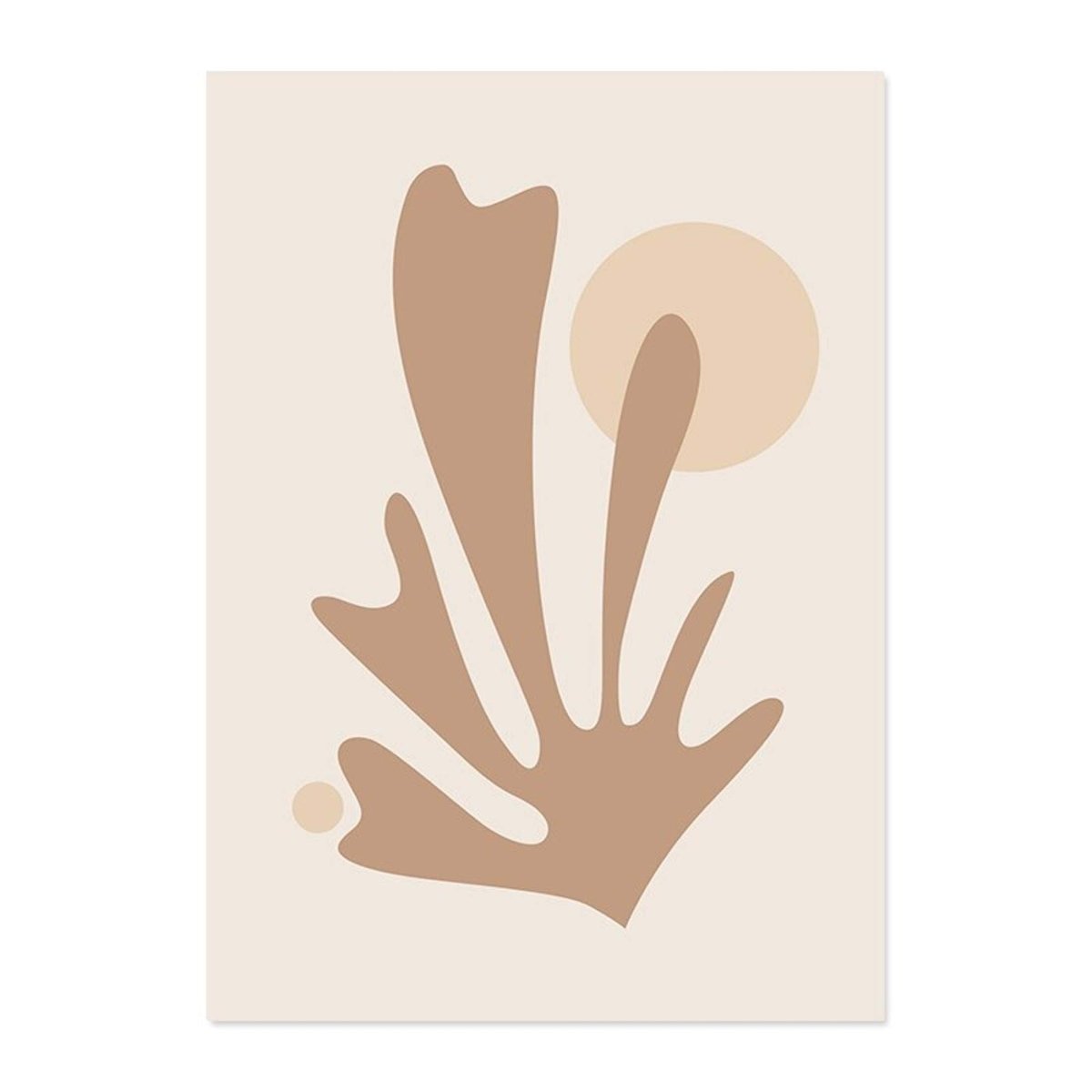 Poster Abstrakte Formen in Beige Braun und Linien Punkt Muster als Deko Print ohne Rahmen - justgoodmood