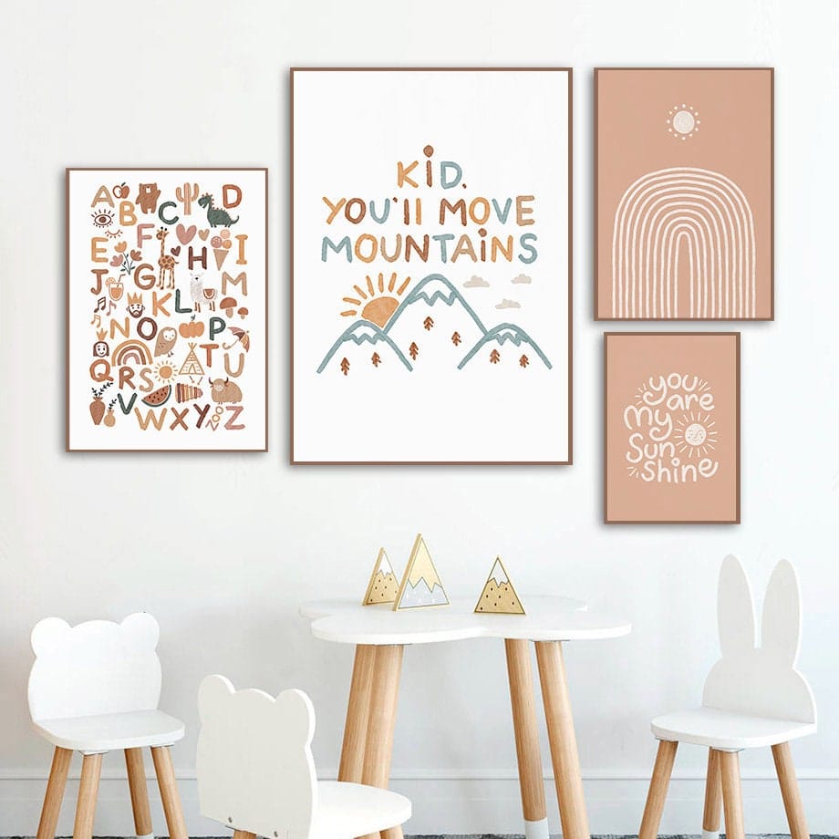 Poster Alpaka I You are my Sunshine I Alphabet I Regenbogen als Deko Print ohne Rahmen - justgoodmood