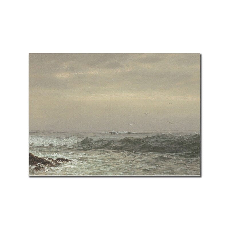 Poster Aquarell Marokkanische Architektur Meeresküste Wolken und Pflanze als Deko Print ohne Rahmen - justgoodmood