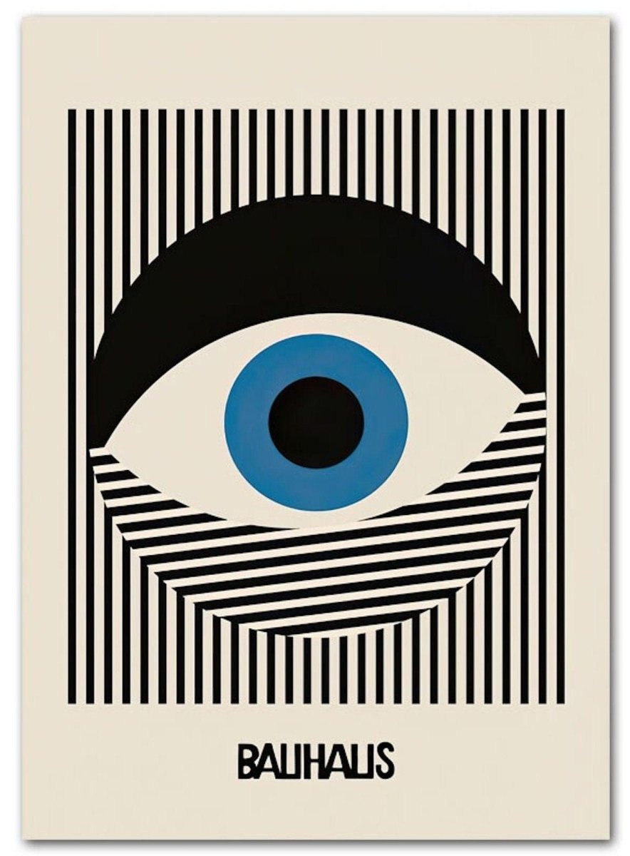 Poster Bauhaus Auge mit verschiedenen Formen und Muster als Deko Print ohne Rahmen - justgoodmood