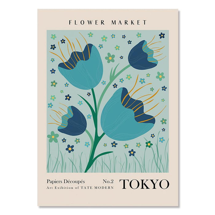 JUSTGOODMOOD Blumen Markt Poster – Edler Baumwoll-Canvas