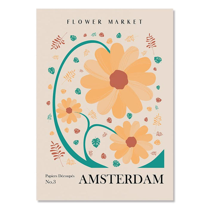 JUSTGOODMOOD Blumen Markt Poster – Edler Baumwoll-Canvas