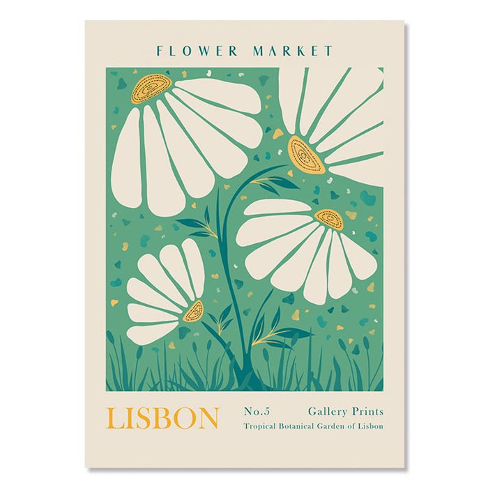 JUSTGOODMOOD Blumen Markt Poster – Edler Baumwoll-Canvas