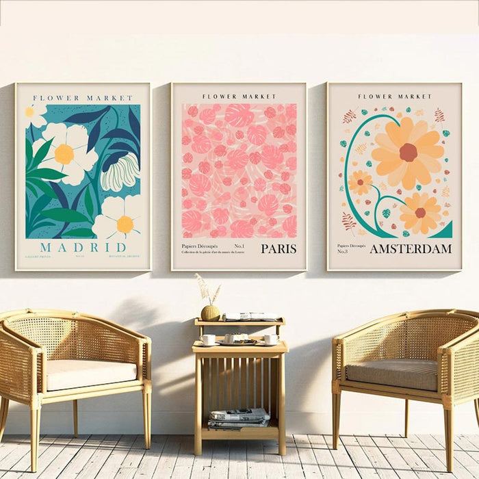 JUSTGOODMOOD Blumen Markt Poster – Edler Baumwoll-Canvas