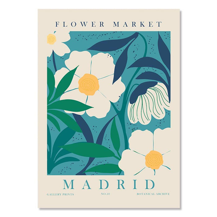 JUSTGOODMOOD Blumen Markt Poster – Edler Baumwoll-Canvas