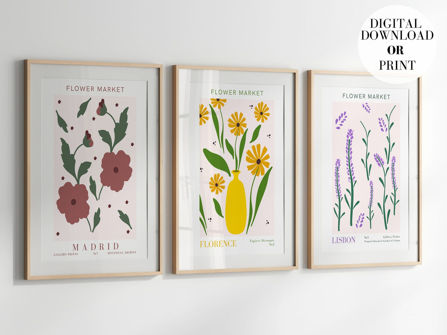 Poster Blumen Markt | Botanische Wand Kunst I Wand Deko I Wandbilder Wohnzimmer & Schlafzimmer | Kunst Druck I ohne Rahmen - justgoodmood