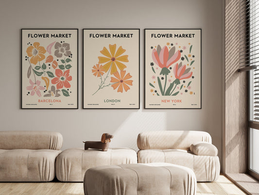 Poster Blumen Markt | Poster Set 8 Bilder | Botanische Wand Kunst I Wandbilder Wohnzimmer & Schlafzimmer | Sofort Digitaler Download - justgoodmood