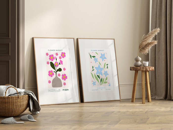 Poster Blumen Markt – Premium Baumwoll-Canvas Kunst