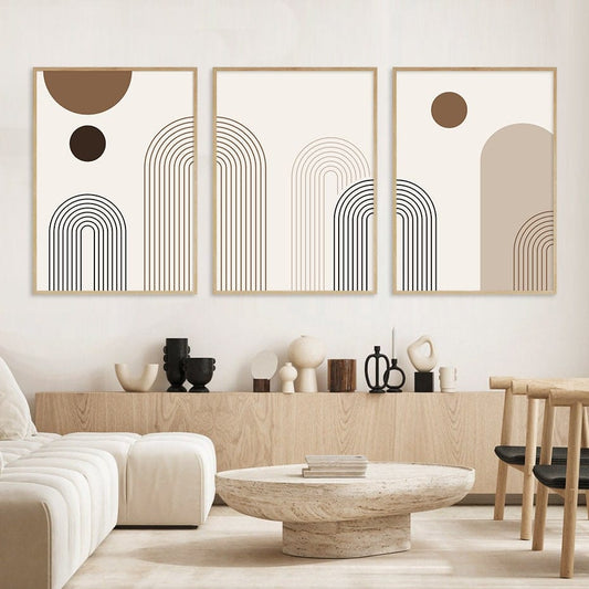 Poster Boho Abtrakt Bogen Linien | Bilder Wohnzimmer | Wandbilder Schlafzimmer | Deko Print ohne Rahmen | Bilder Set Kunstdruck - justgoodmood