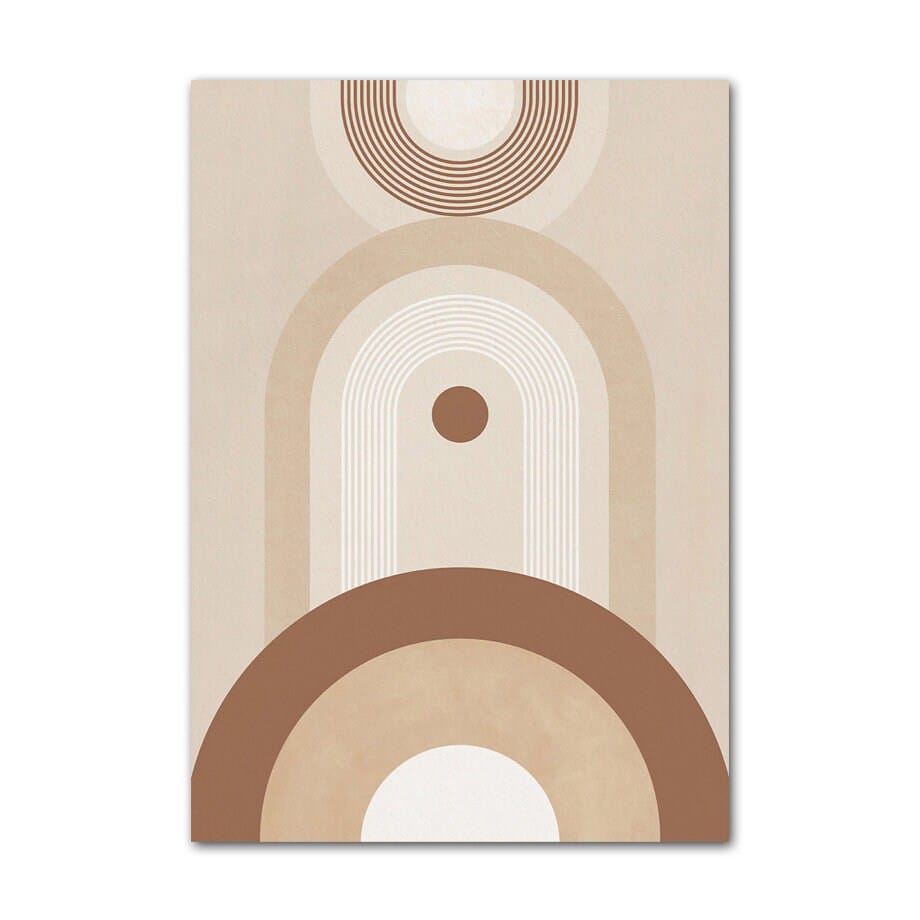 Poster Boho Abtrakt Kreis Linien Beige Braun | Bilder Wohnzimmer | Wandbilder Schlafzimmer | Deko Print ohne Rahmen | Bilder Set Kunstdruck - justgoodmood
