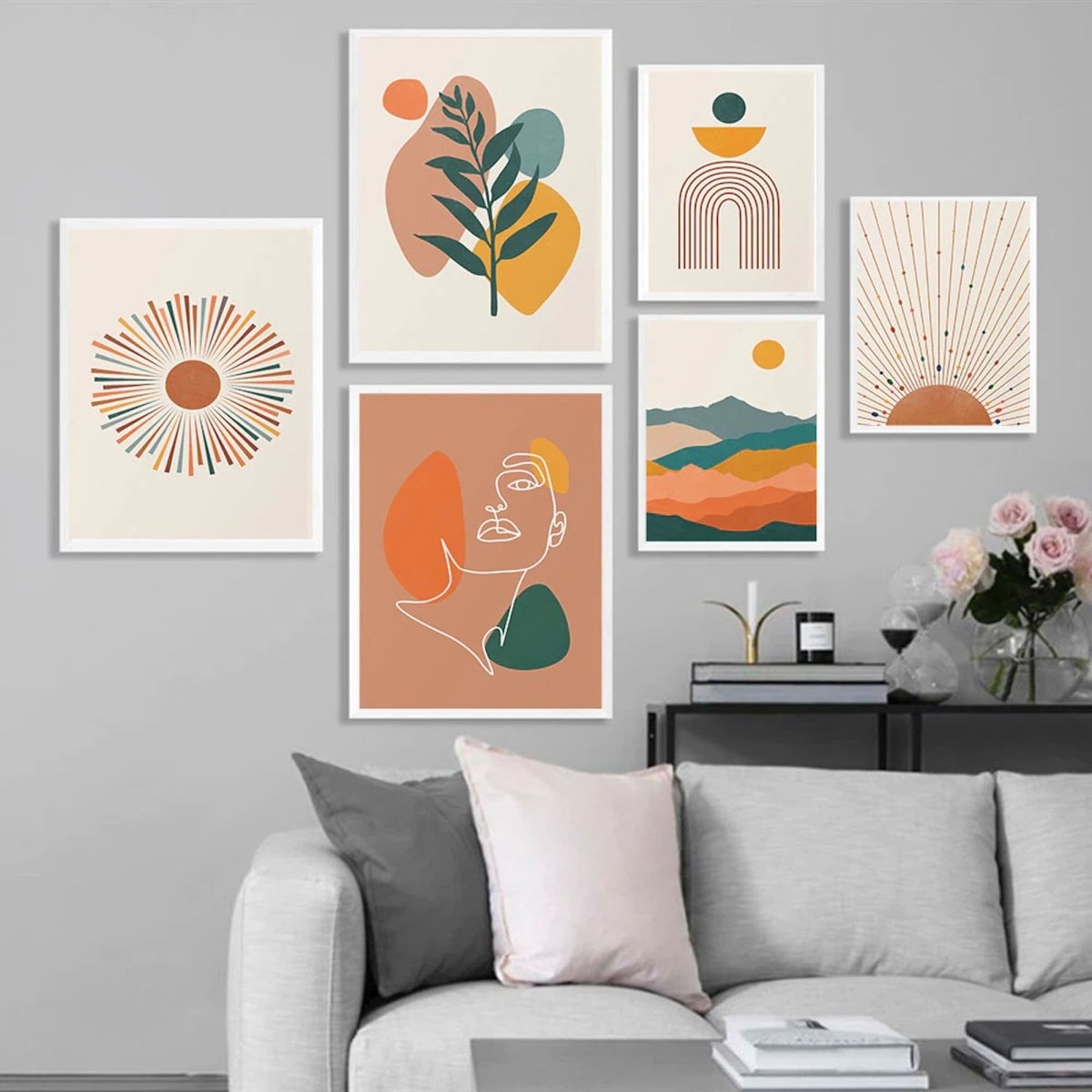Poster Boho Abtrakt Terrakotta Senf Sonne | Bilder Wohnzimmer | Wandbilder Schlafzimmer | Deko Print ohne Rahmen | Bilder Set Kunstdruck - justgoodmood