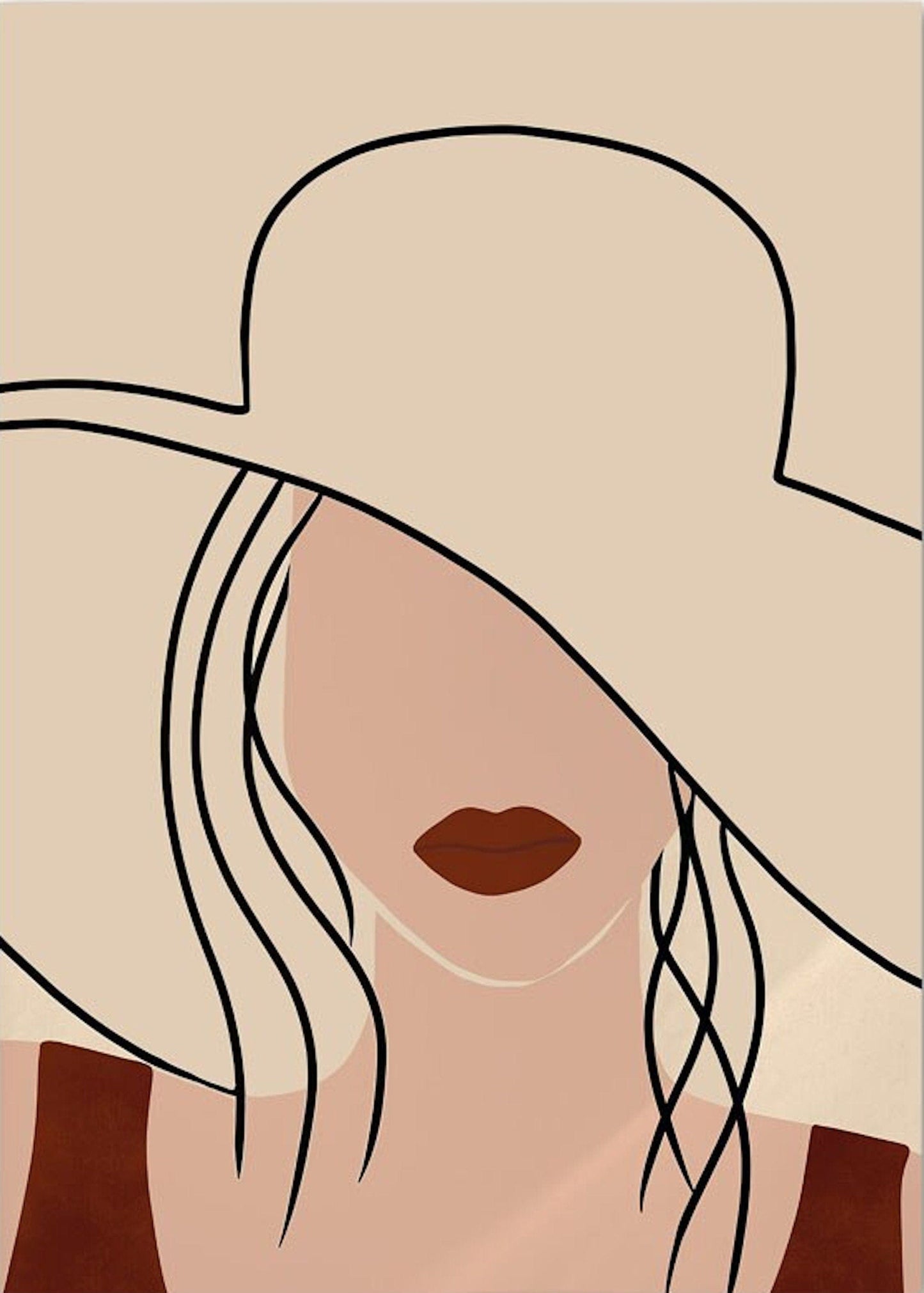 Poster Boho Frau und Blätter als Deko Print ohne Rahmen - justgoodmood