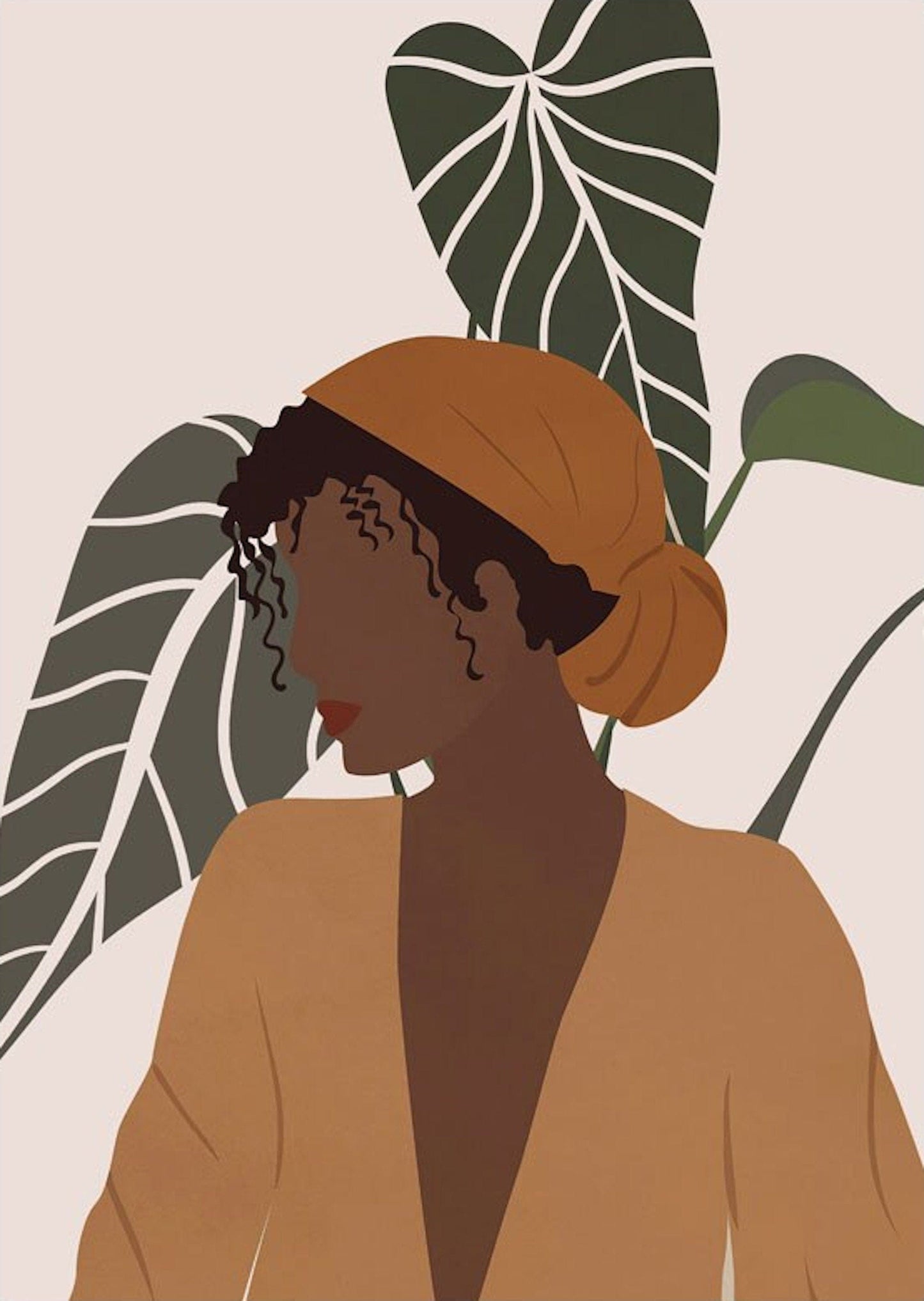 Poster Boho Frau und Blätter als Deko Print ohne Rahmen - justgoodmood