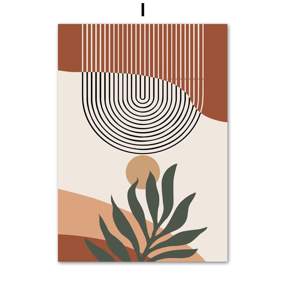 Poster Boho Grüne Blätter I Geometrische Formen als Deko Print ohne Rahmen - justgoodmood