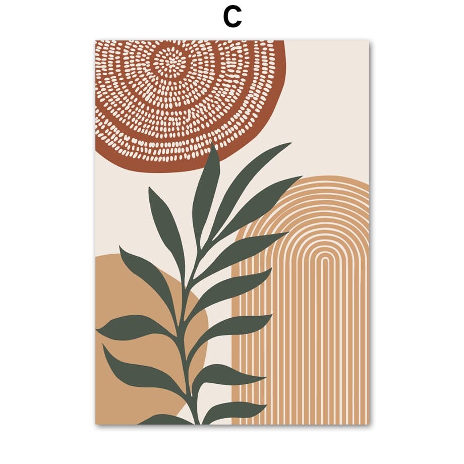 Poster Boho Grüne Blätter I Geometrische Formen als Deko Print ohne Rahmen - justgoodmood