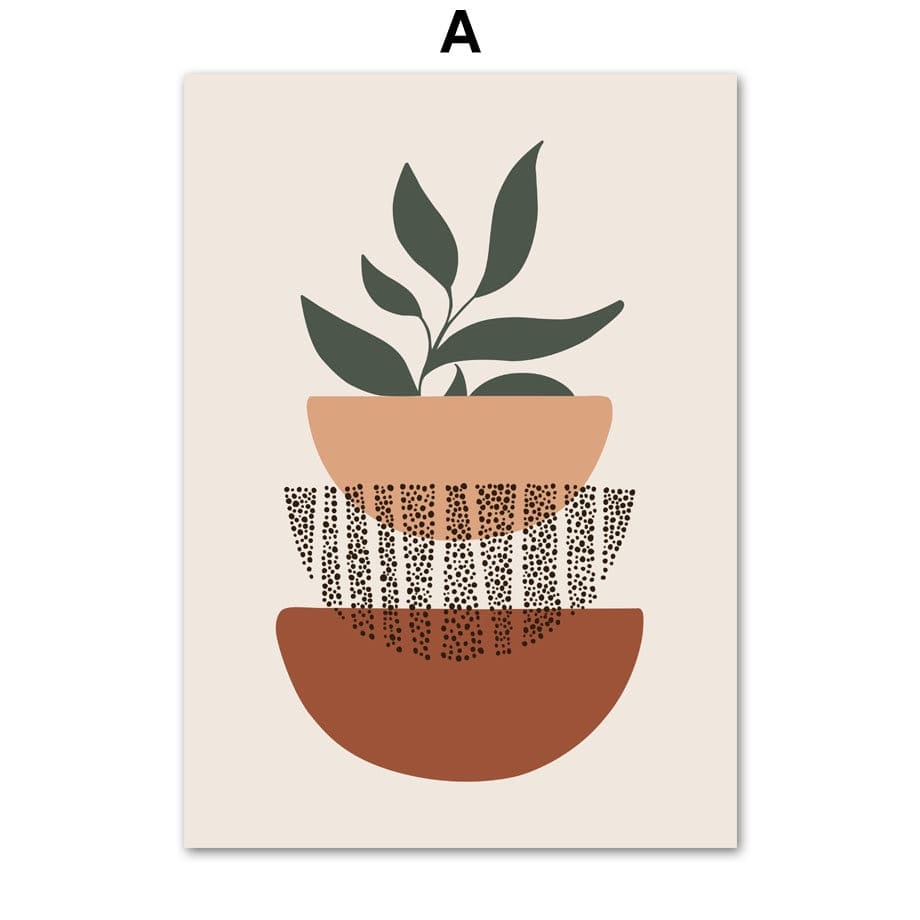 Poster Boho Grüne Blätter I Geometrische Formen als Deko Print ohne Rahmen - justgoodmood