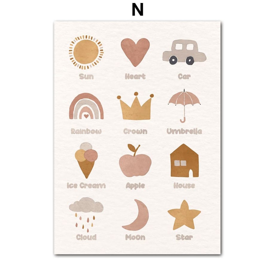Poster Boho Kinderzimmer I Sonne I Autos I Hallo Welt I Turm als Deko Print ohne Rahmen - justgoodmood