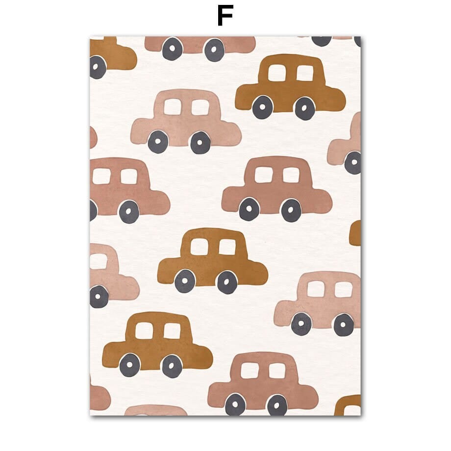 Poster Boho Kinderzimmer I Sonne I Autos I Hallo Welt I Turm als Deko Print ohne Rahmen - justgoodmood